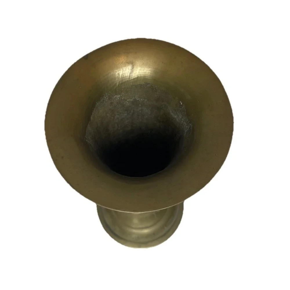 Vintage 20th Century Chinese Brass Vase Grasping Motif Hand Engraved‎